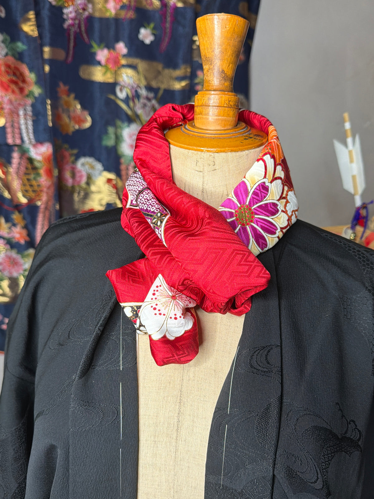 Tour de cou snood kimono japonais Furisode en soie