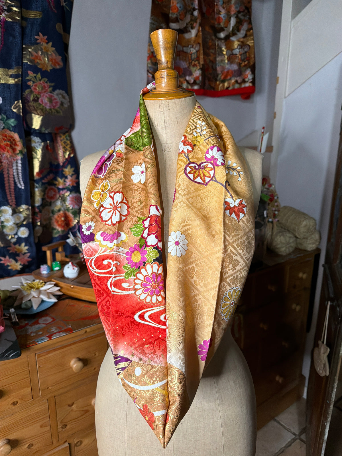 Tour de cou snood furisode kimono japonais en soie