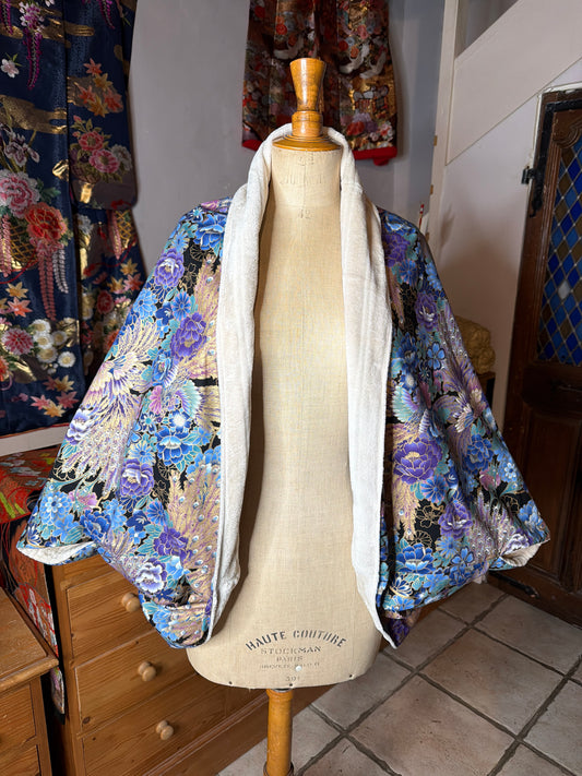 Momonga veste réversible tissu japonais en coton et micro polaire