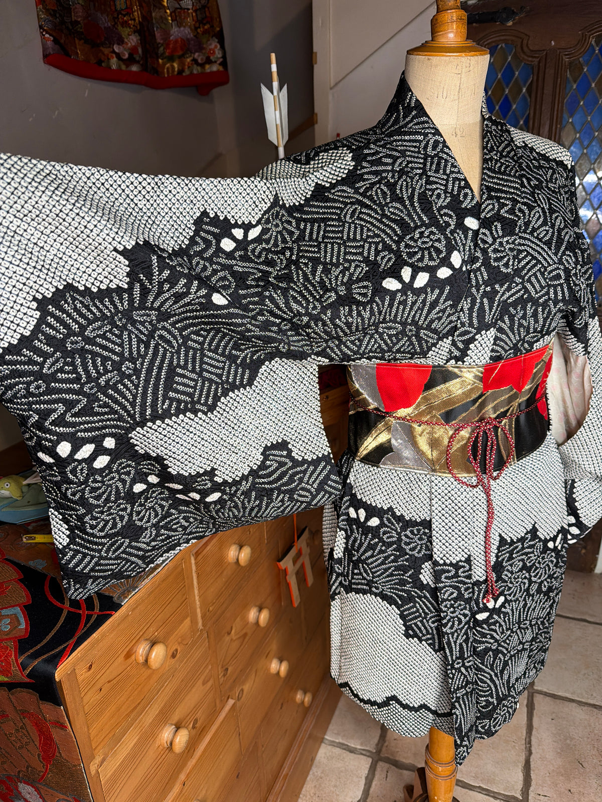 Haori veste de kimono japonais en soie Shibori