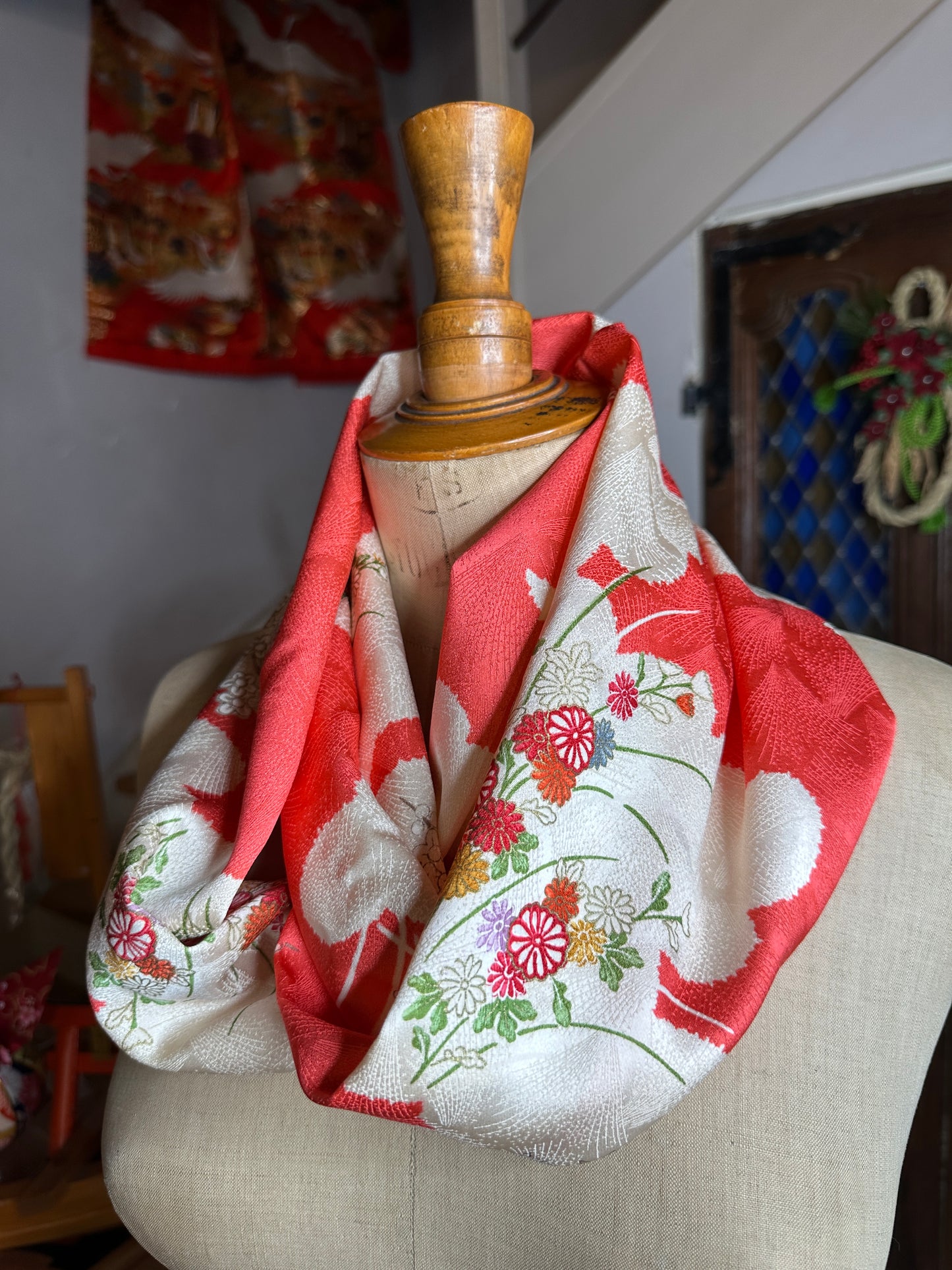 Tour de cou snood kimono japonais en soie