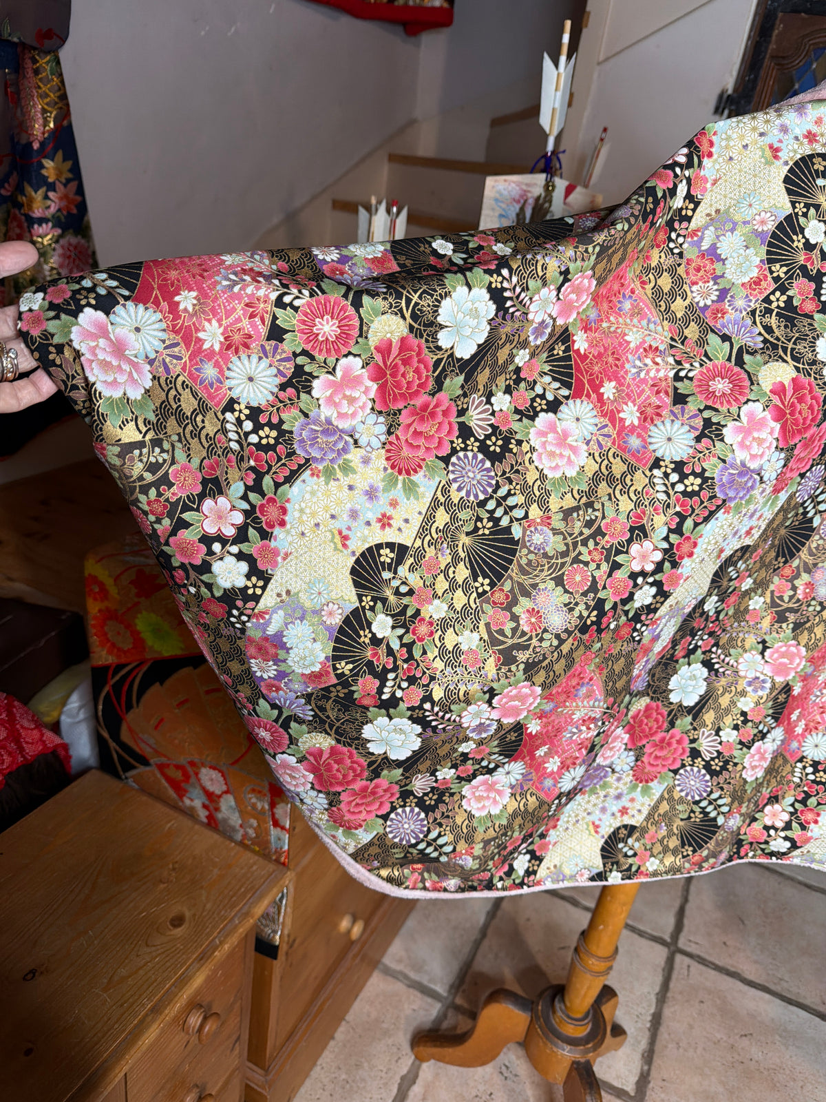 Momonga veste réversible tissu japonais en coton et micro polaire intérieur