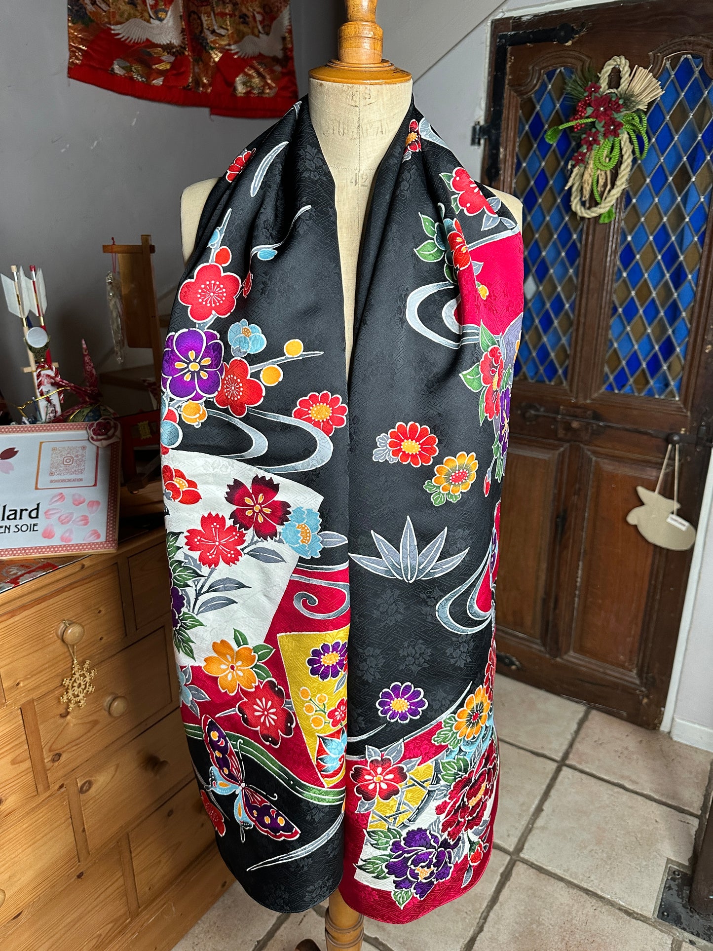 Foulard Châle furisode kimono japonais en soie