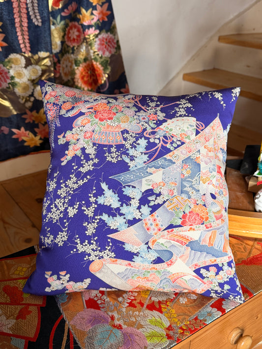 Coussin tissu en soie kimono japonais 35cmx35cm
