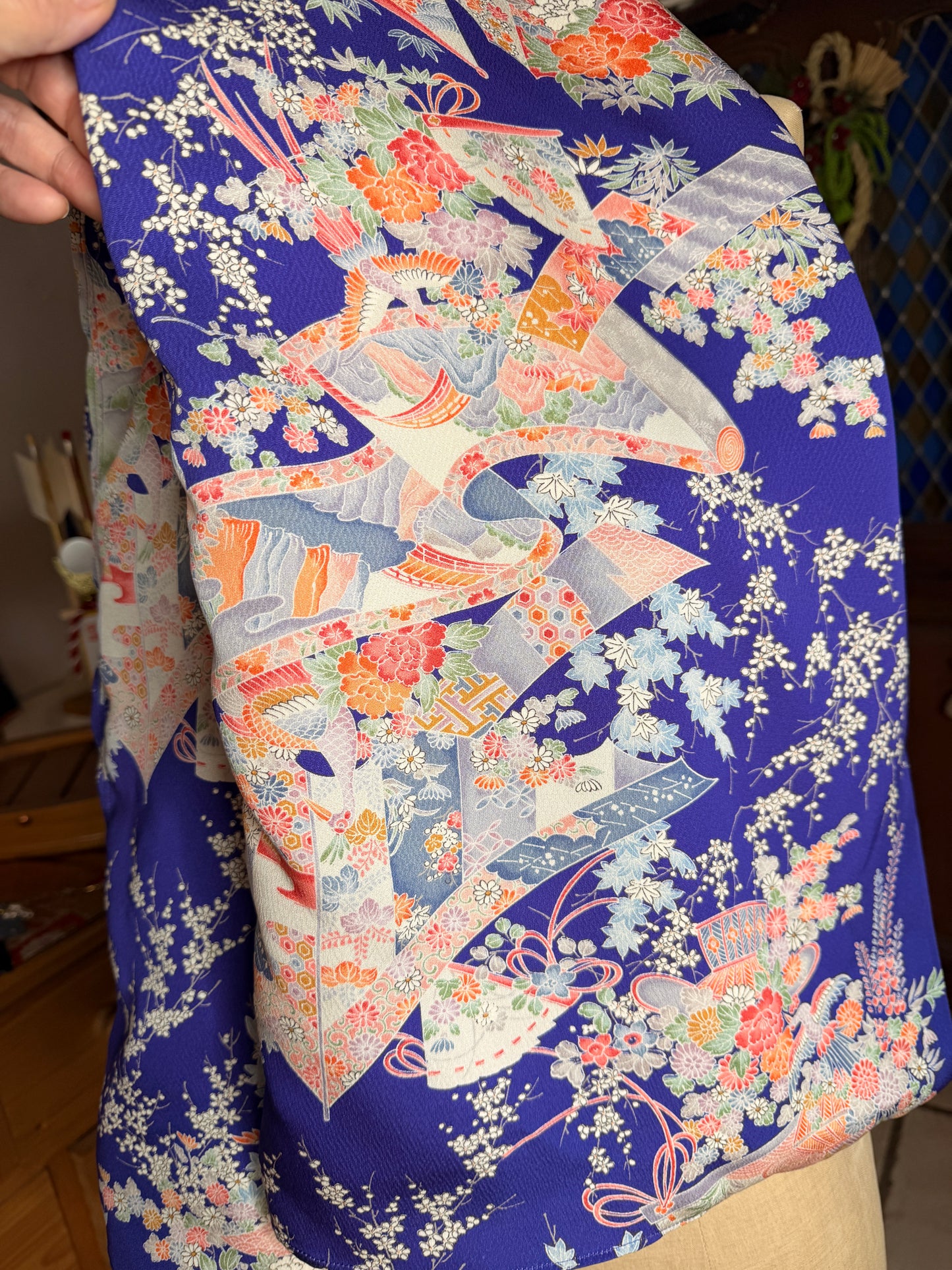 Top court tunique blouse manches longues kimono japonais en soie