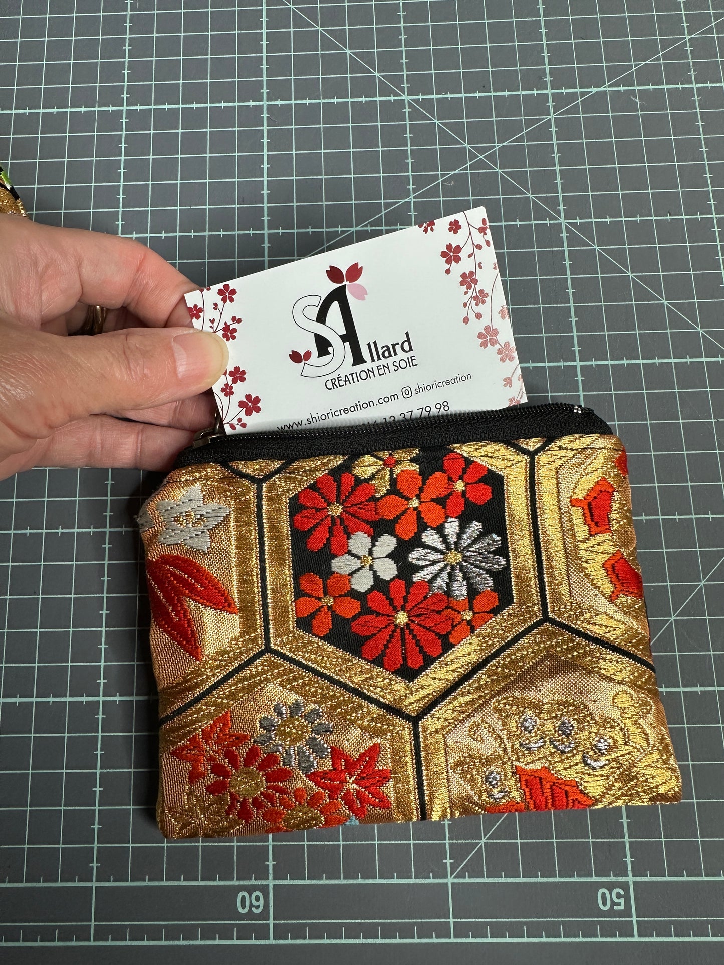 Porte monnaie mini pochette en Obi kimono japonais en soie