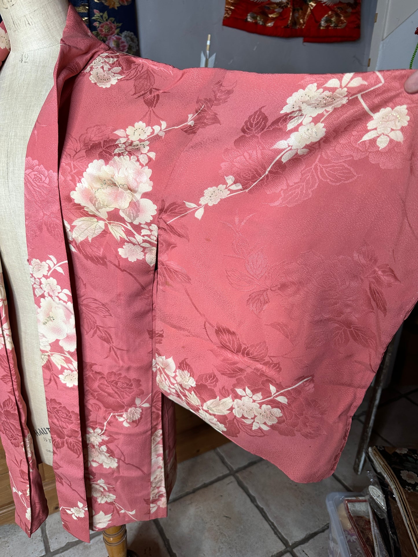 Haori veste de kimono japonais en soie vintage