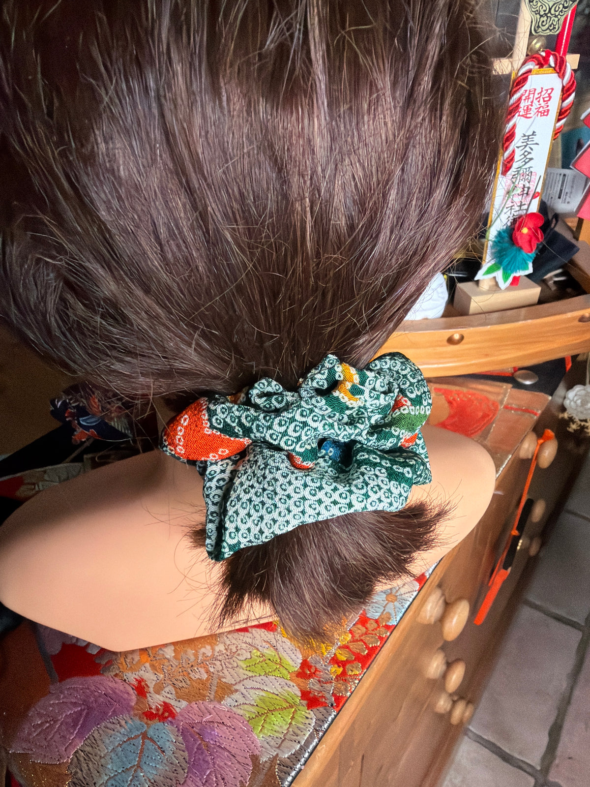 Chouchou ruban en soie de kimono 2 en 1