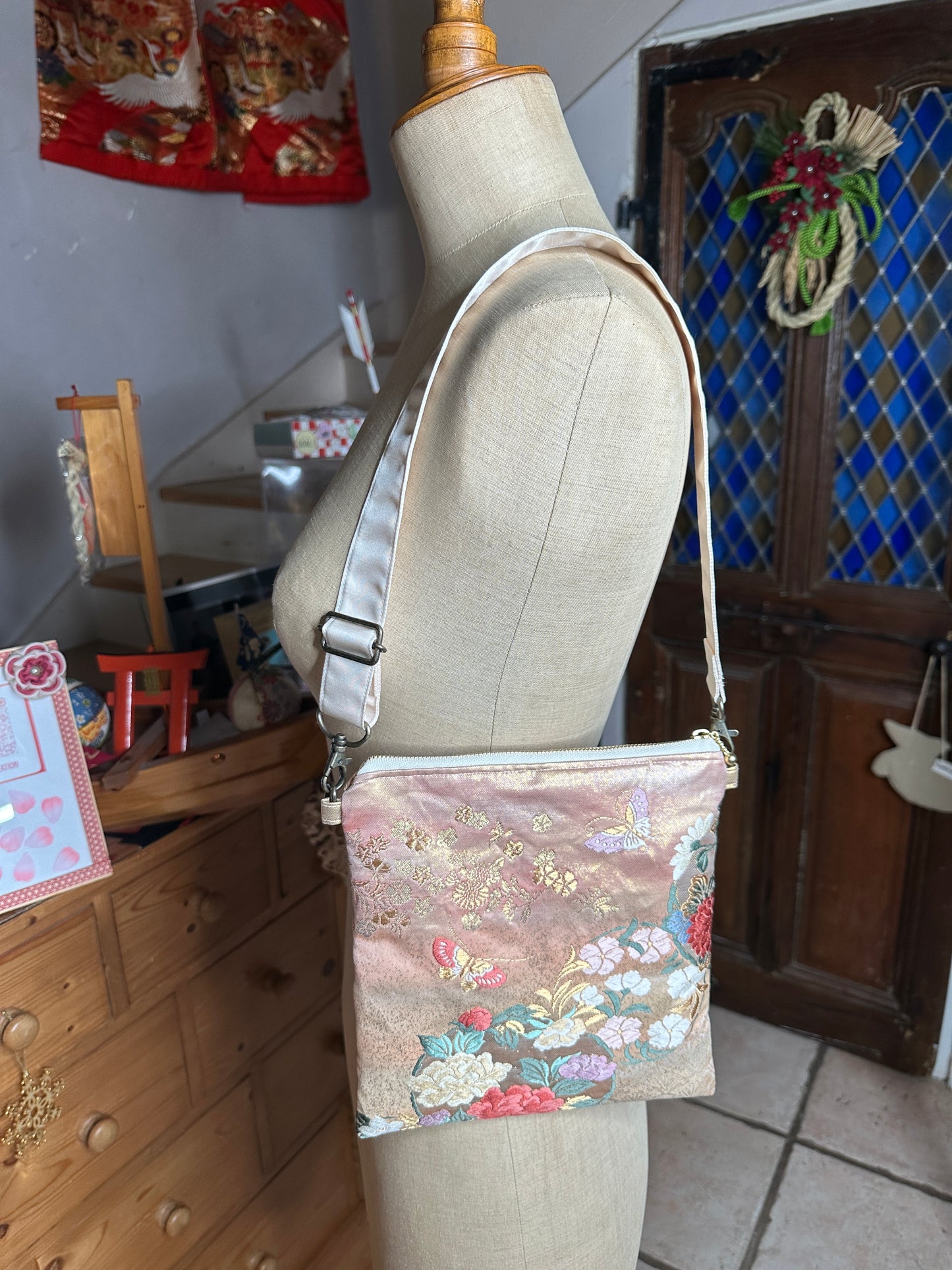 Pochette sac à l’épaule Obi kimono japonais en soie