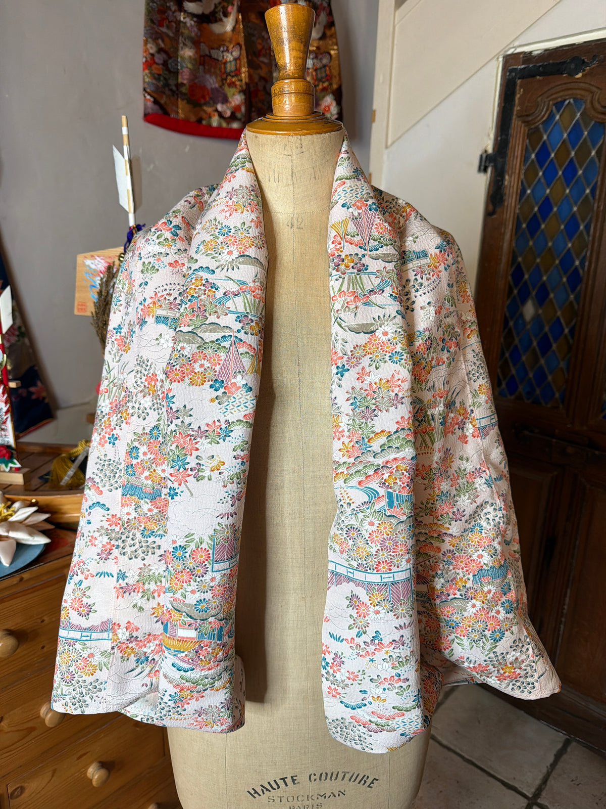 Top tunique 3 en1 tissu kimono japonais en soie Tsumugi