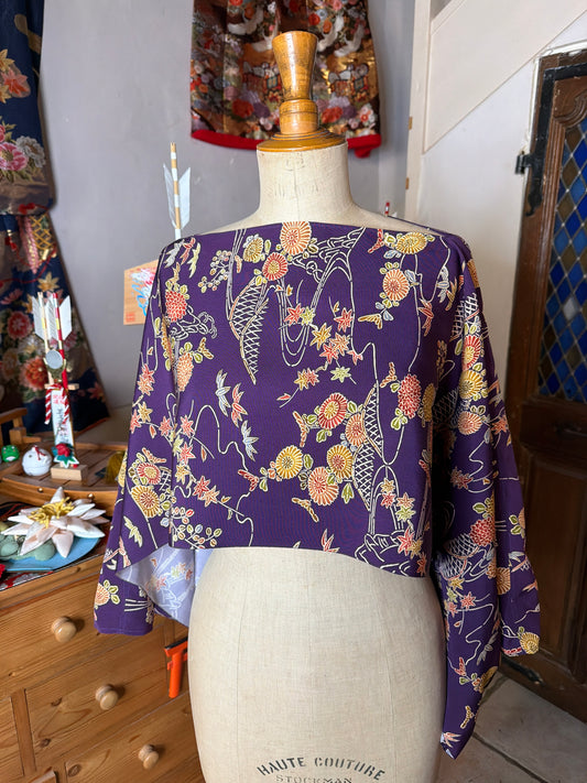 Top tunique 3 en 1 kimono japonais en soie tango Chirimen