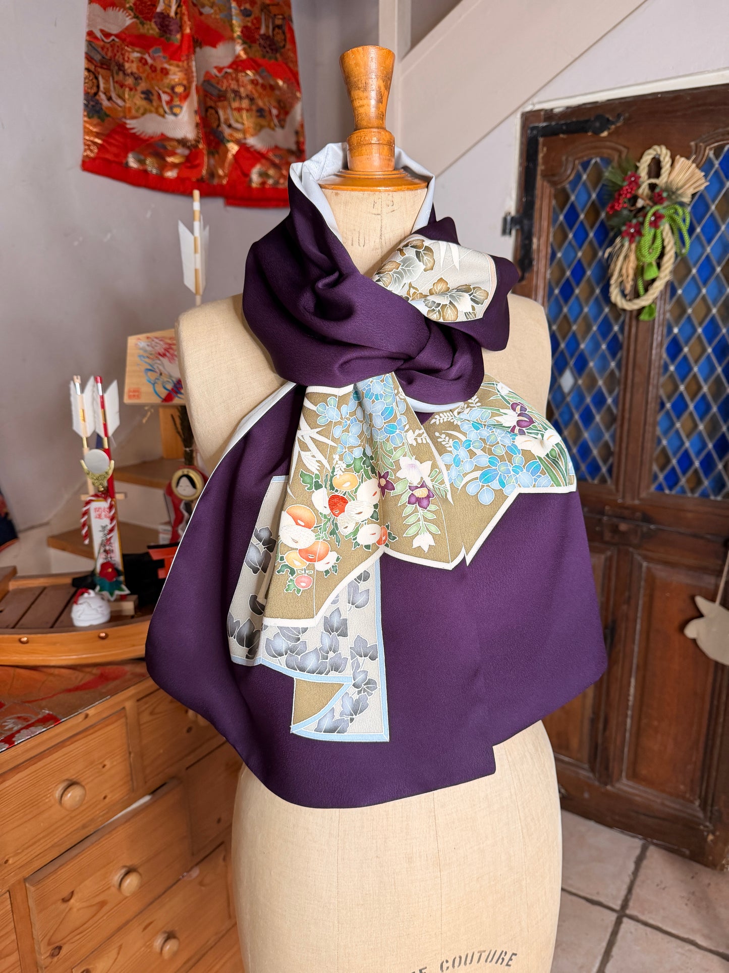 Châle foulard kimono japonais en soie