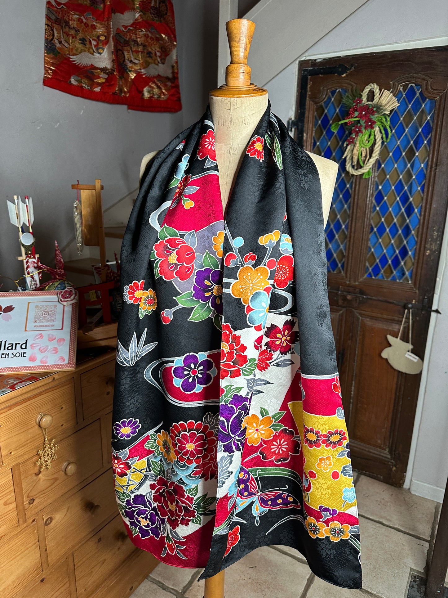 Foulard Châle furisode kimono japonais en soie