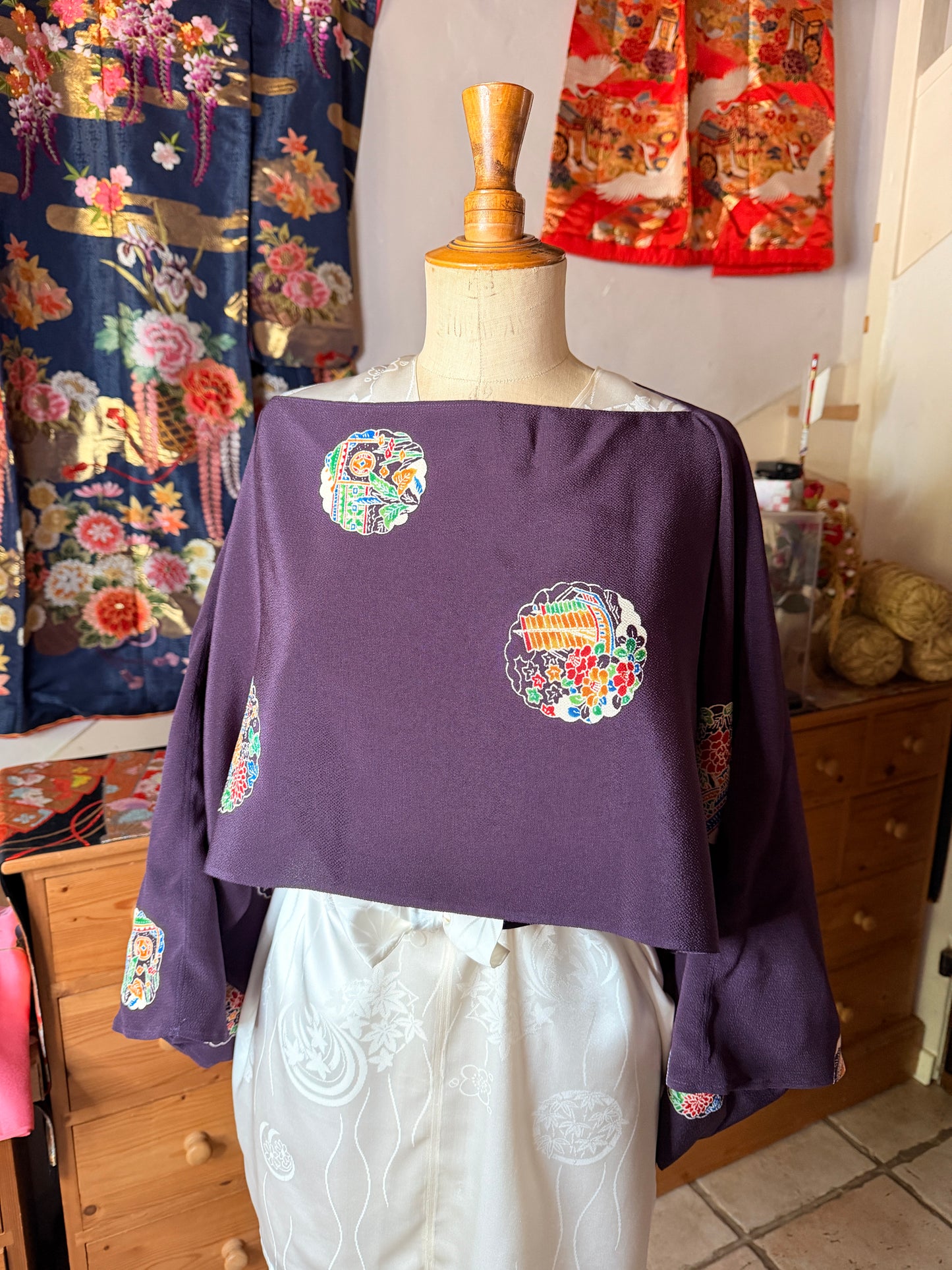Top tunique kimono japonais en soie Neuf