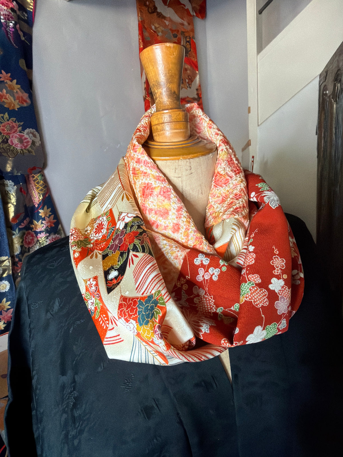 Snood tour de cou kimono japonais en soie