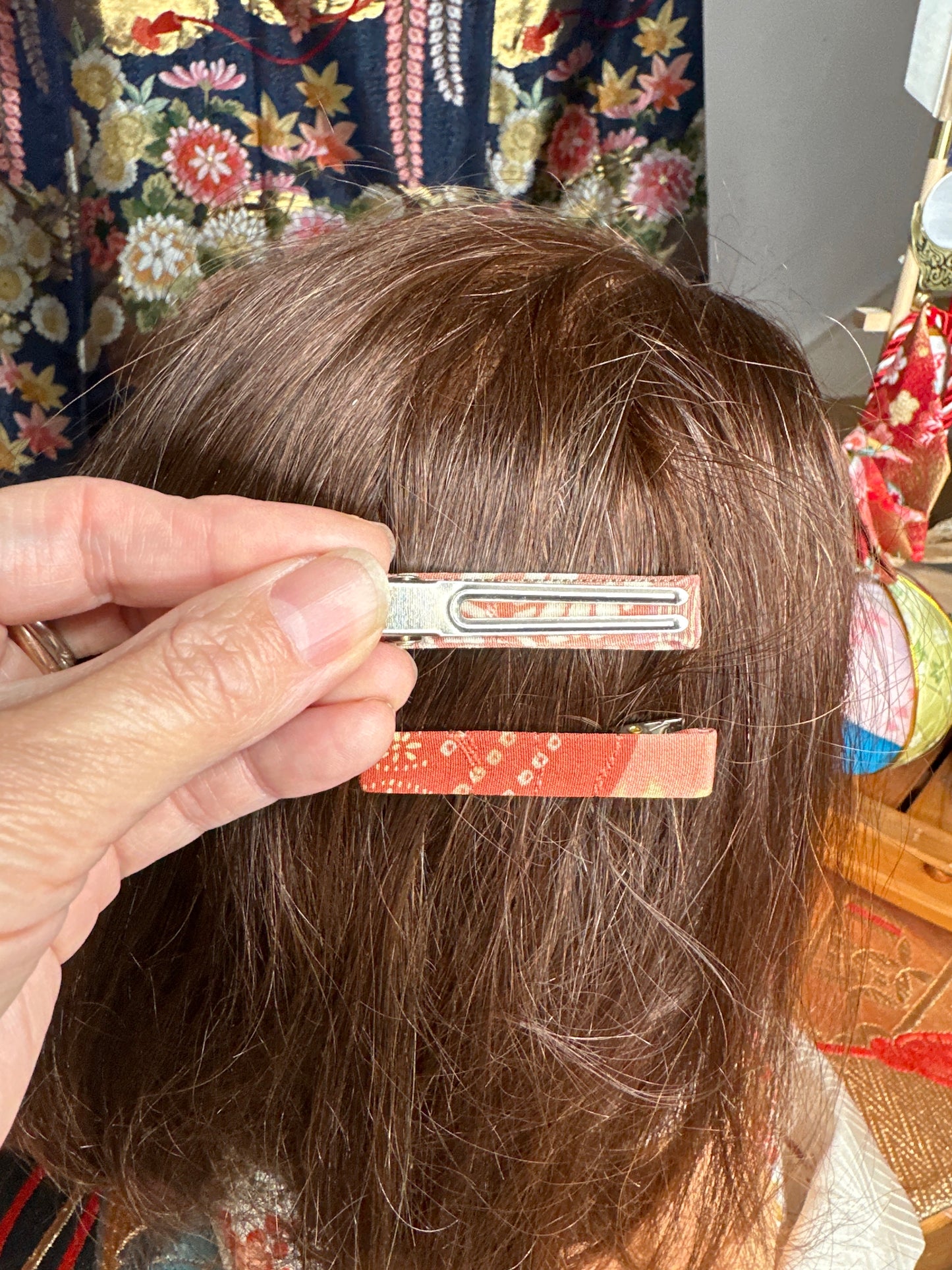 2 Pince à cheveux clips kimono en soie