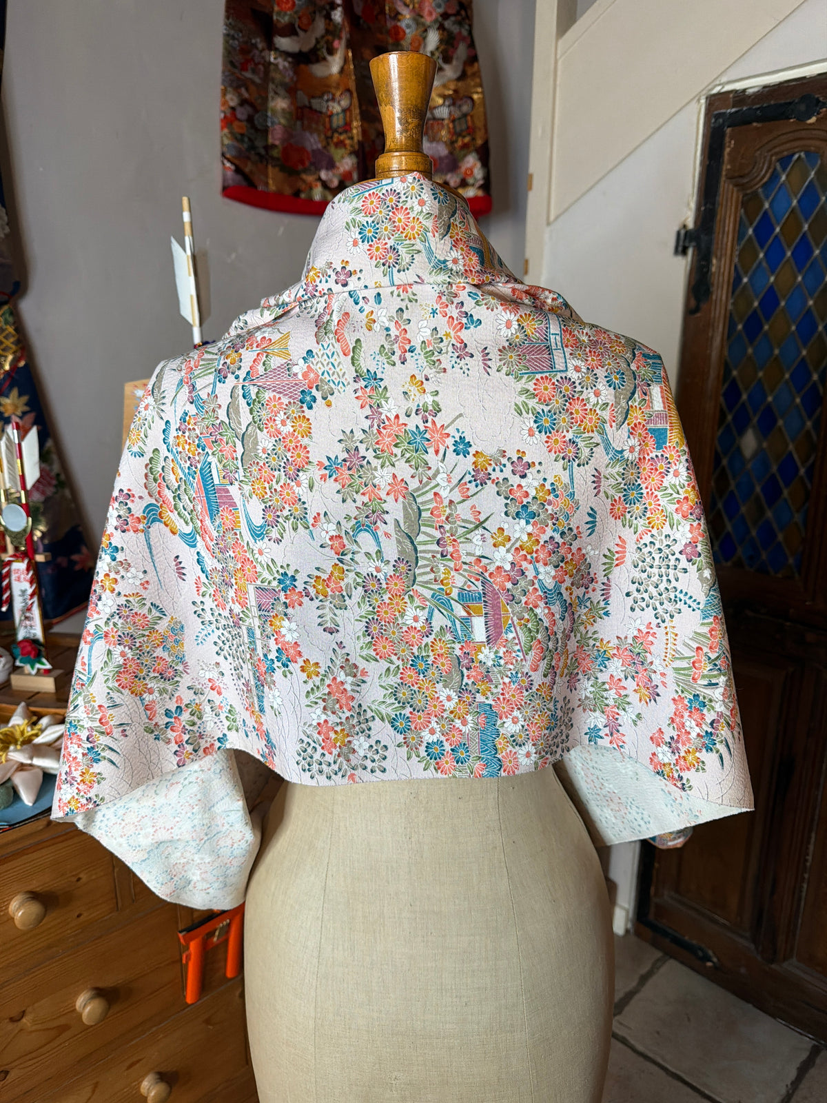 Top tunique 3 en1 tissu kimono japonais en soie Tsumugi