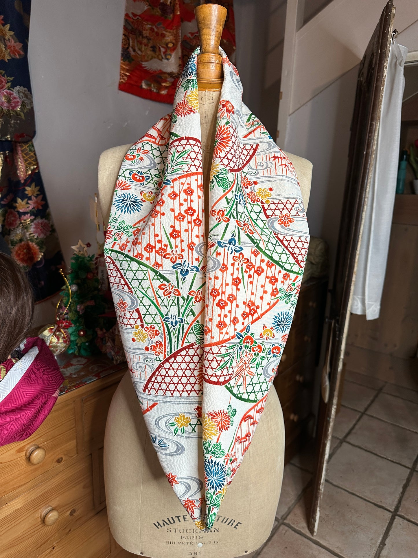 Tour de cou foulard kimono japonais en soie