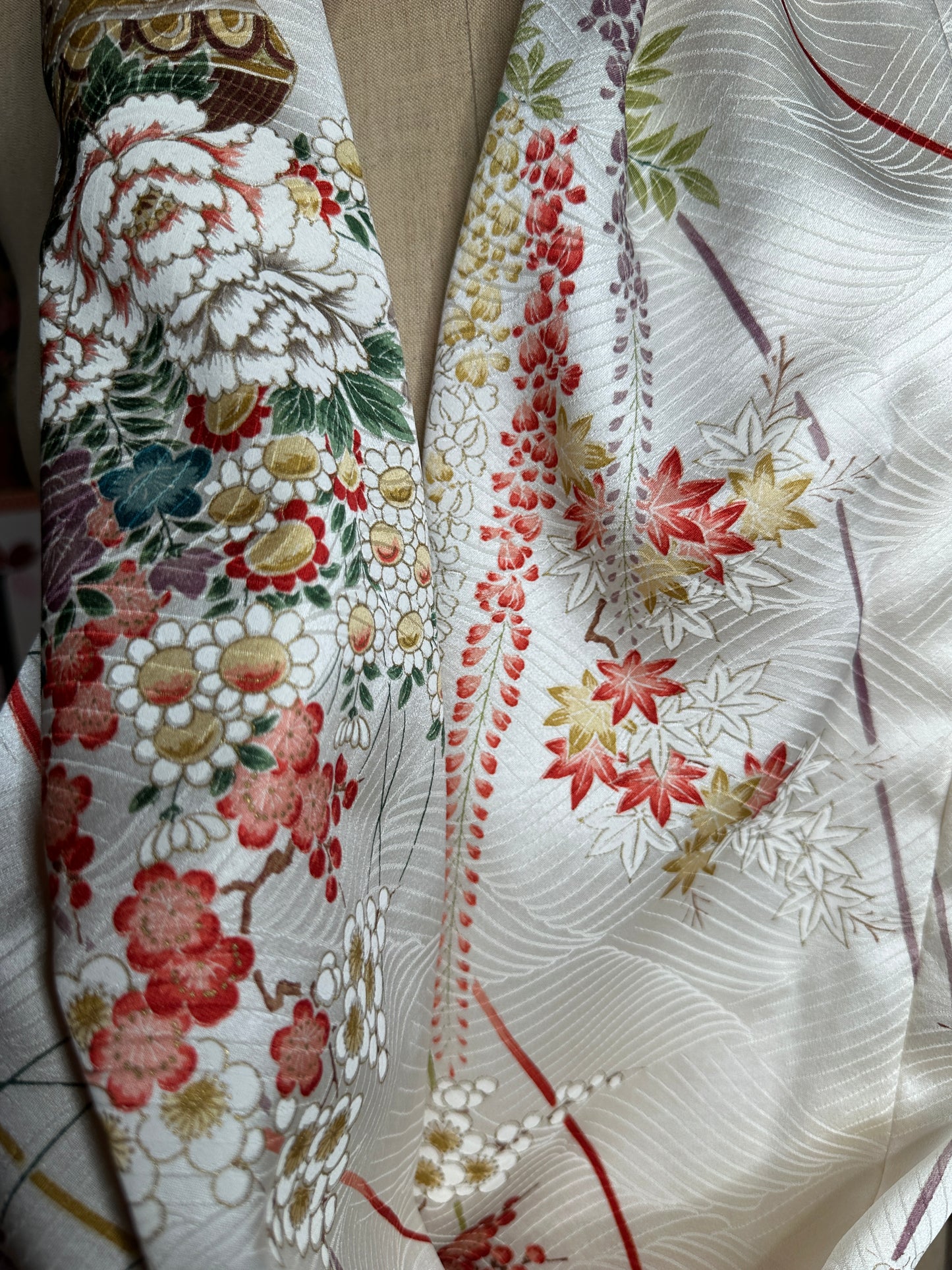 Snood tour de cou foulard kimono japonais en soie