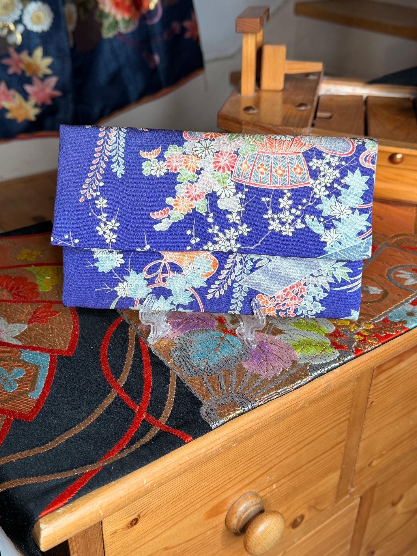 Pochette chéquier kimono japonais en soie