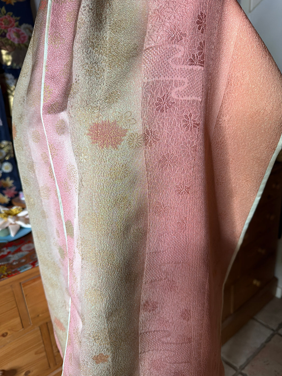 Foulard réversible kimono japonais jyuban et tango Chirimen