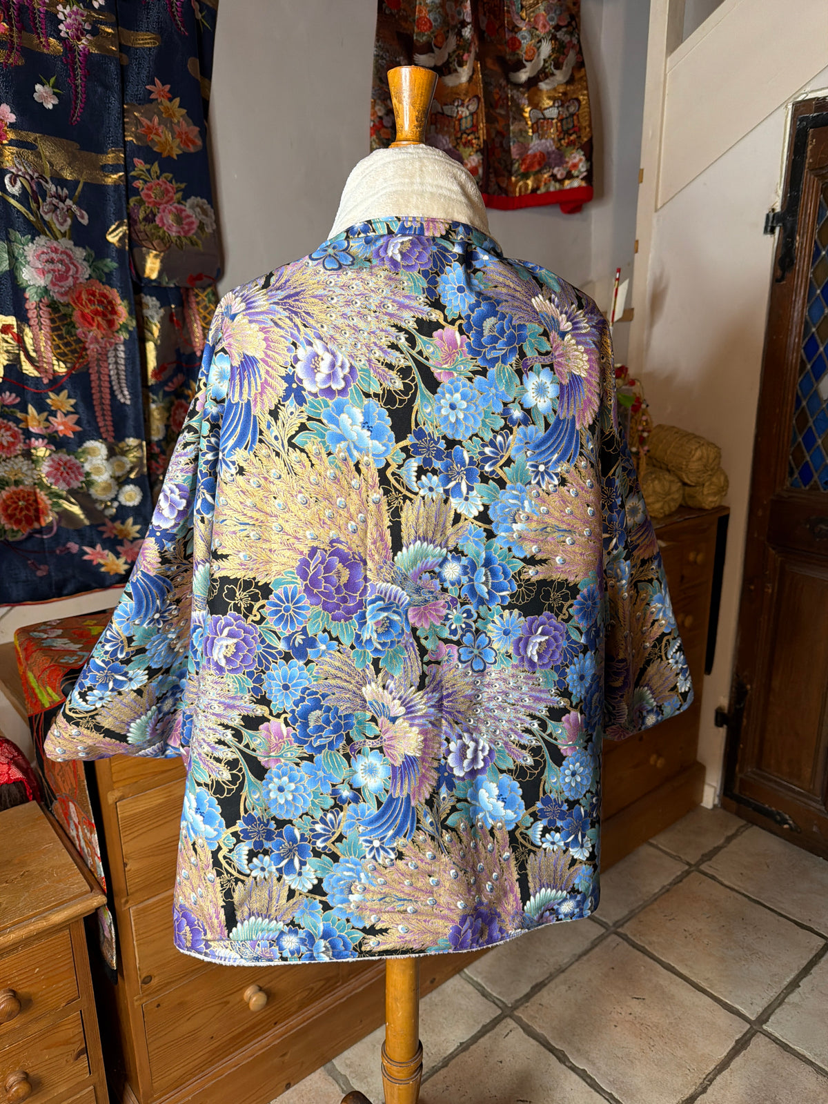 Momonga veste réversible tissu japonais en coton et micro polaire