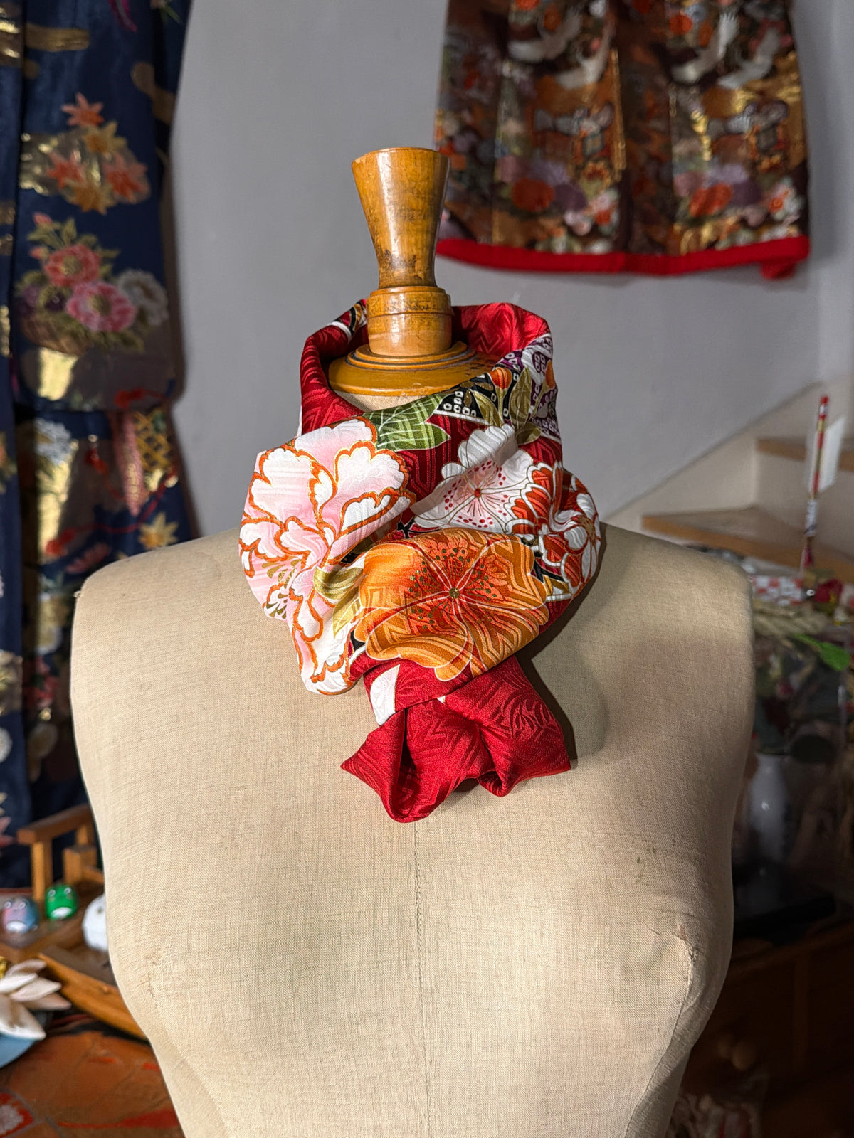 Tour de cou snood kimono japonais Furisode en soie