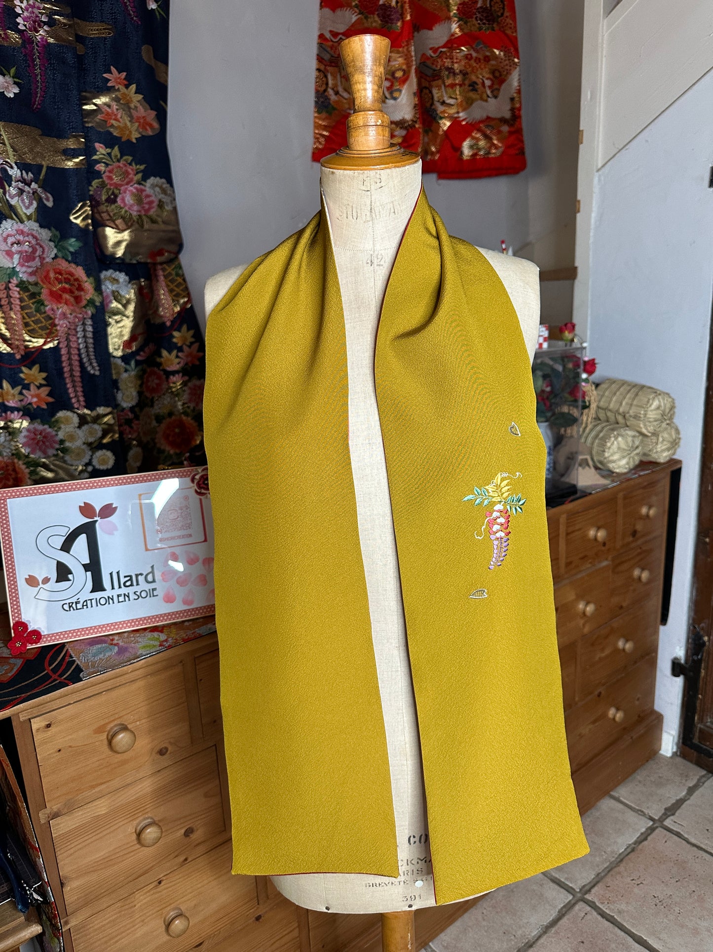 Foulard réversible kimono japonais en soie Neuf