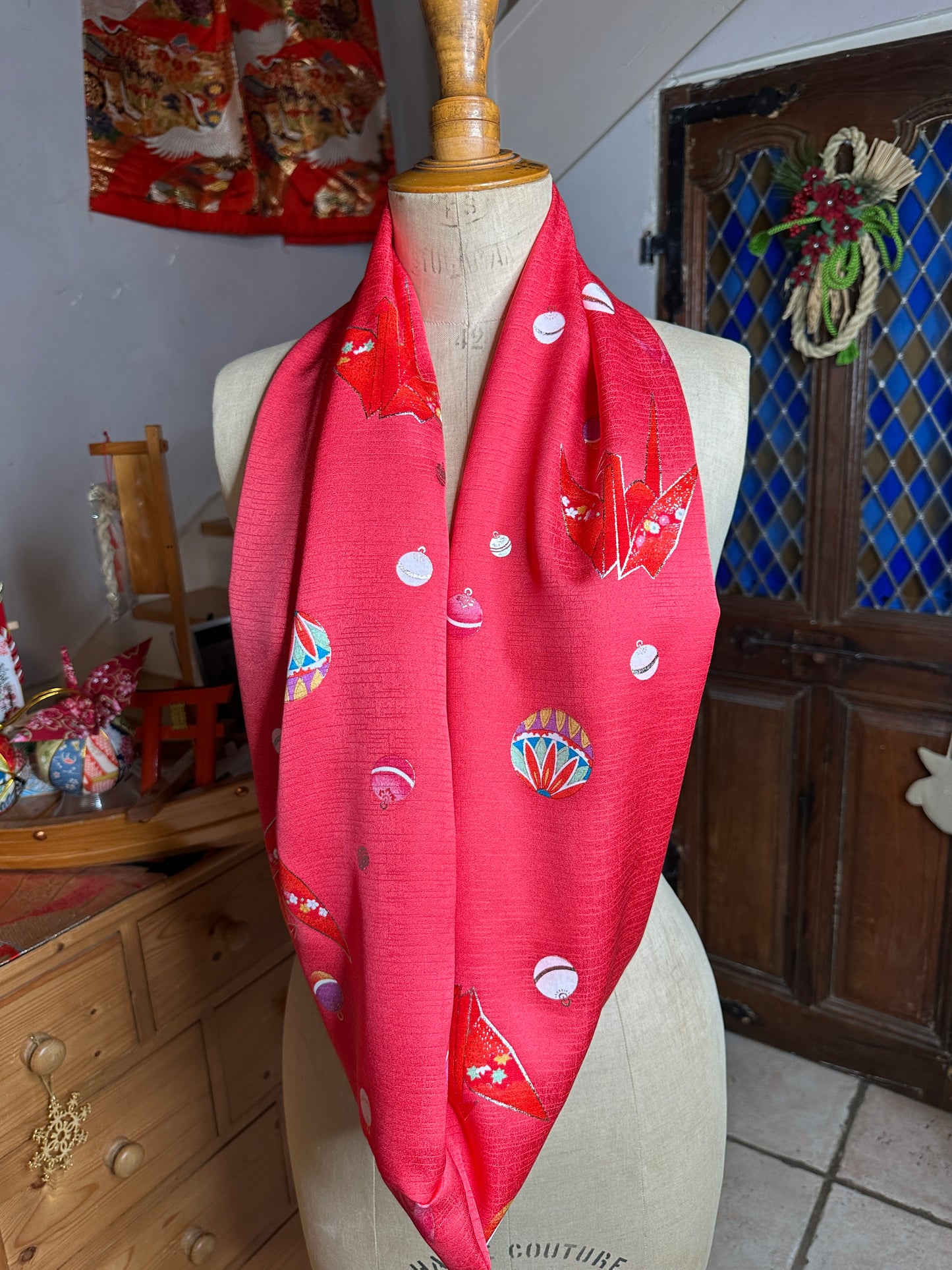 Tour de cou snood kimono japonais enfant en soie