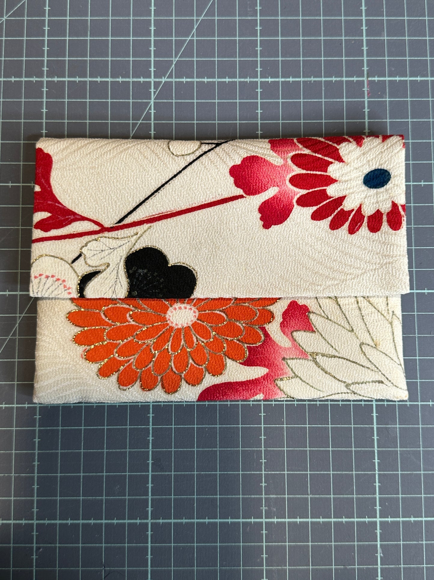 Pochette 2 compartiments kimono japonais en soie