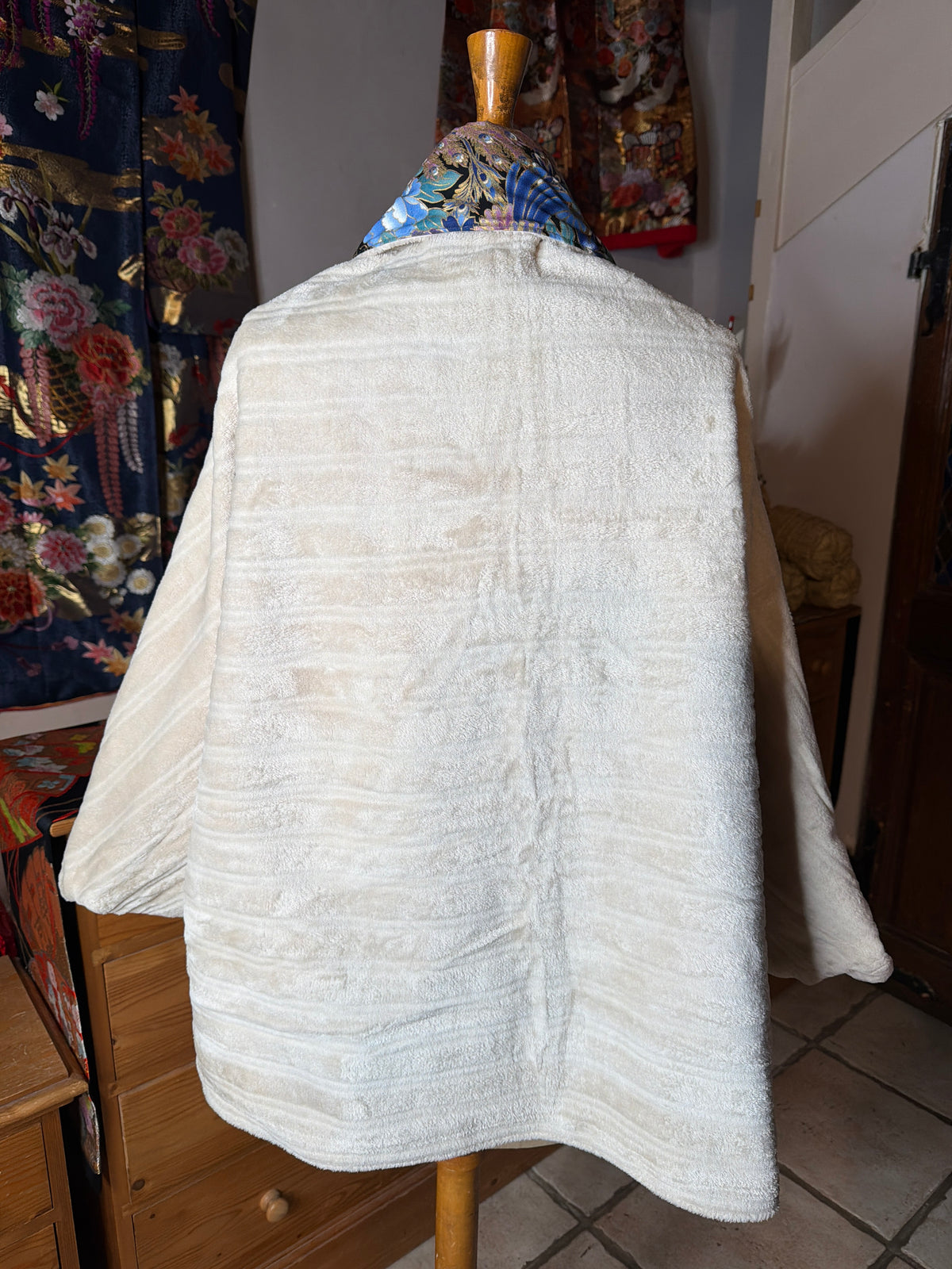 Momonga veste réversible tissu japonais en coton et micro polaire