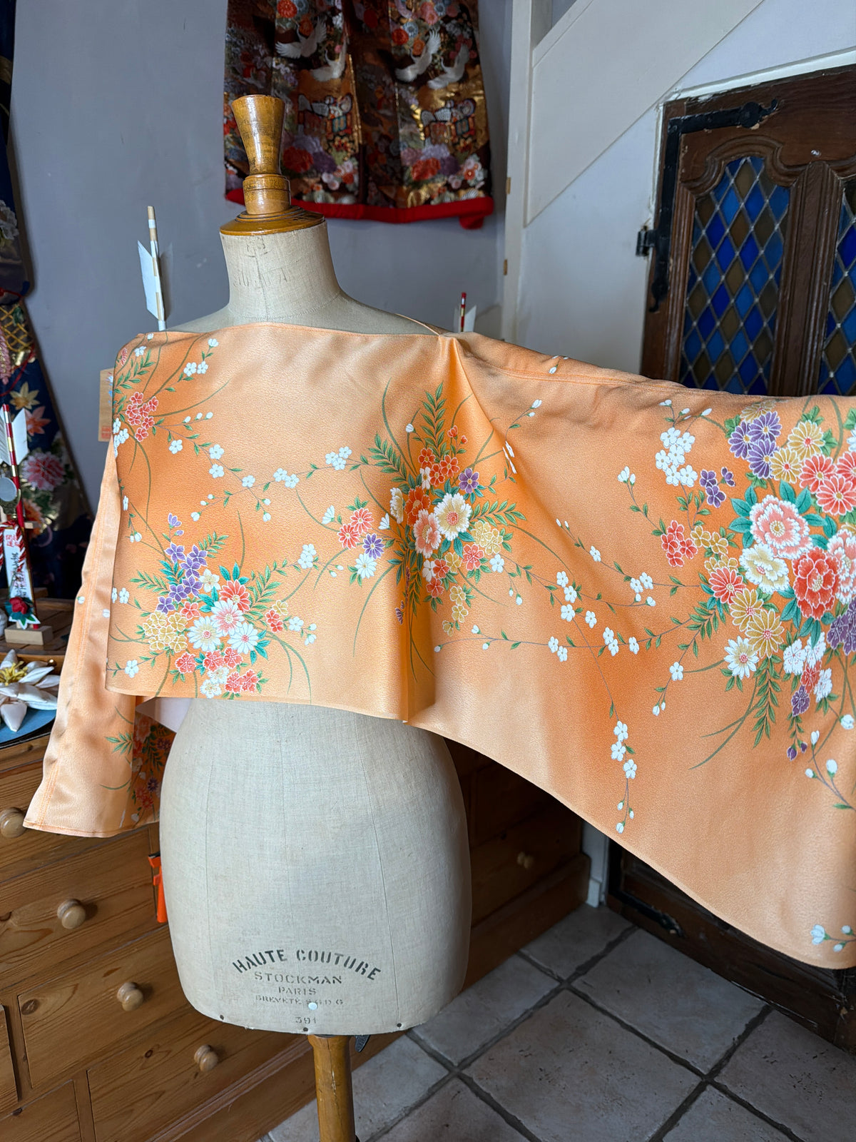 Top tunique courte manches longues kimono japonais en soie Neuf