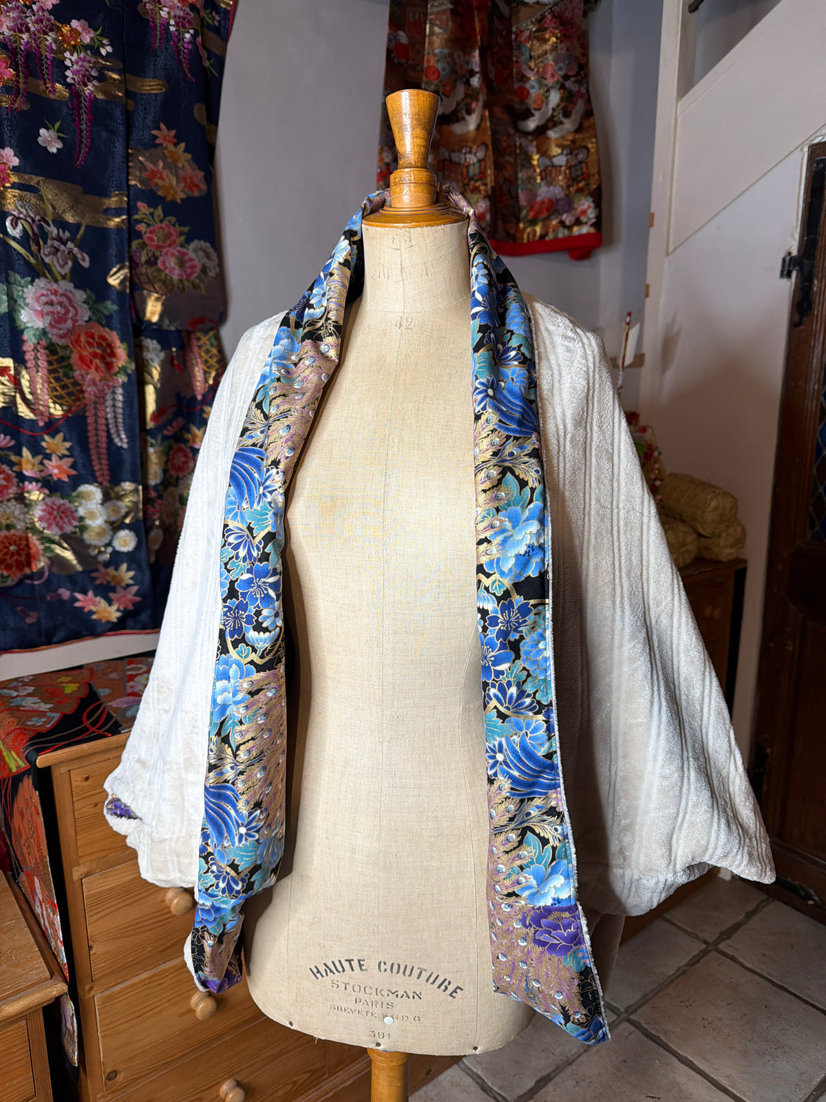 Momonga veste réversible tissu japonais en coton et micro polaire