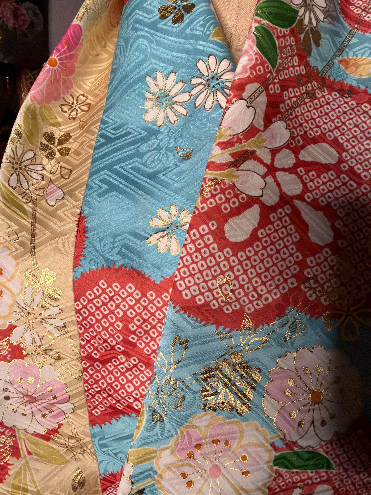 Tour de cou foulard furisode kimono japonais en soie