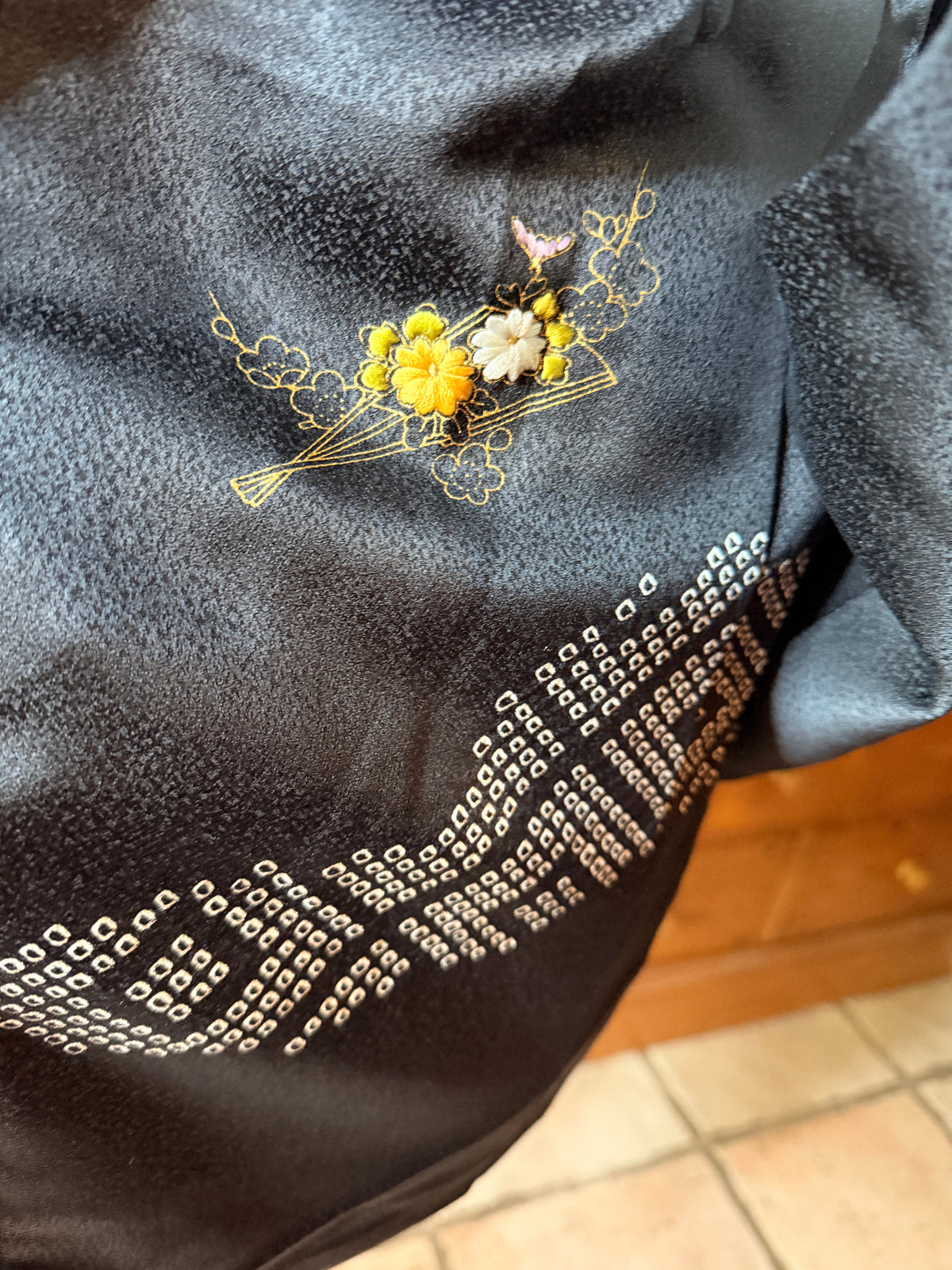 Haori veste de kimono japonais en soie avec Haori himo état Neuf
