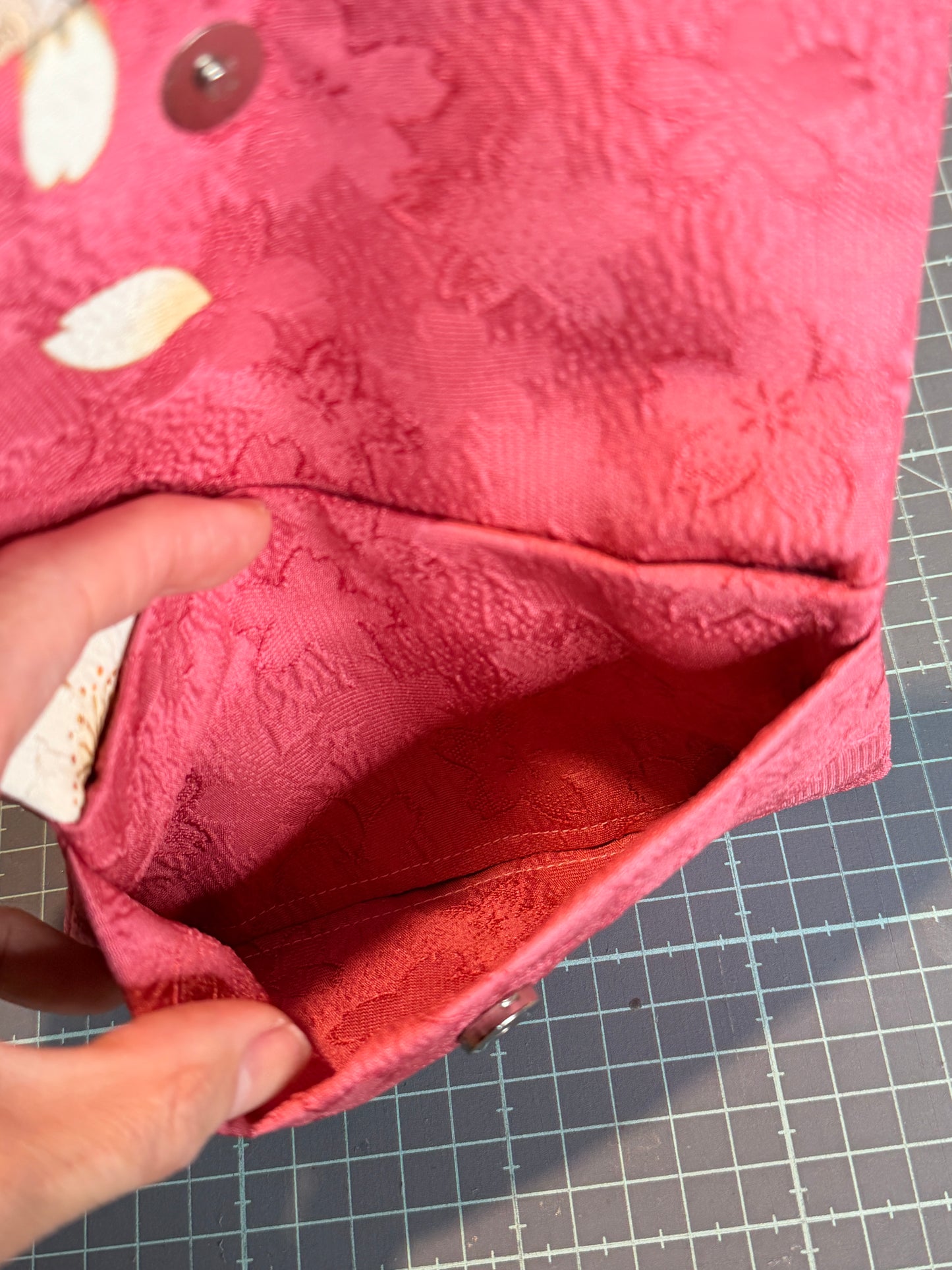 Pochette 2 compartiments passeport en tissu kimono japonais Furisode soie Neuf