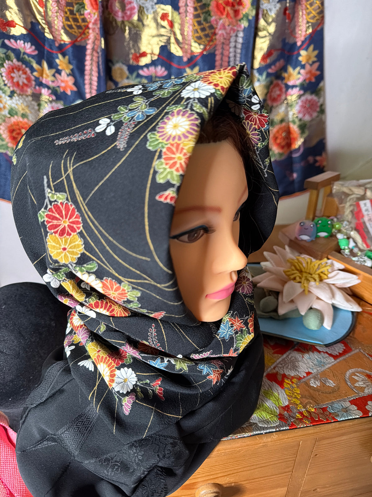 Tour de cou foulard kimono japonais en soie