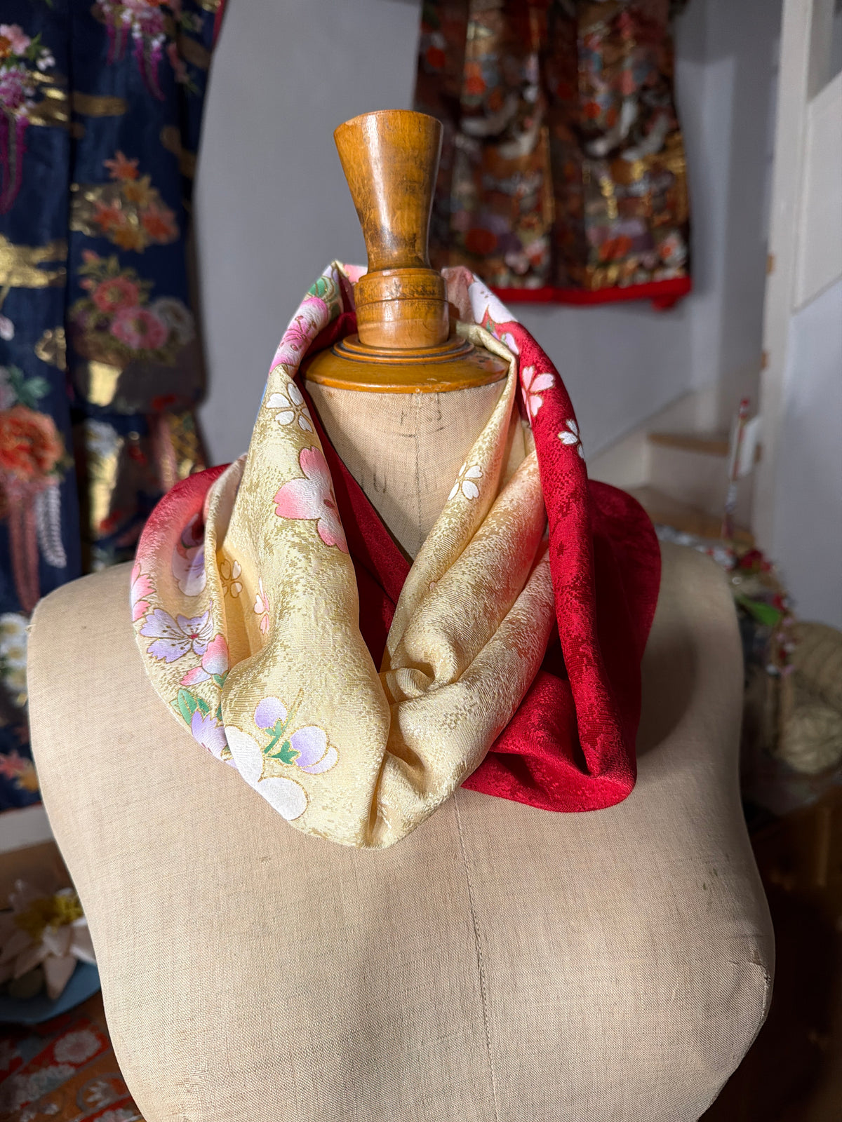 Tour de cou snood kimono furisode japonais en soie