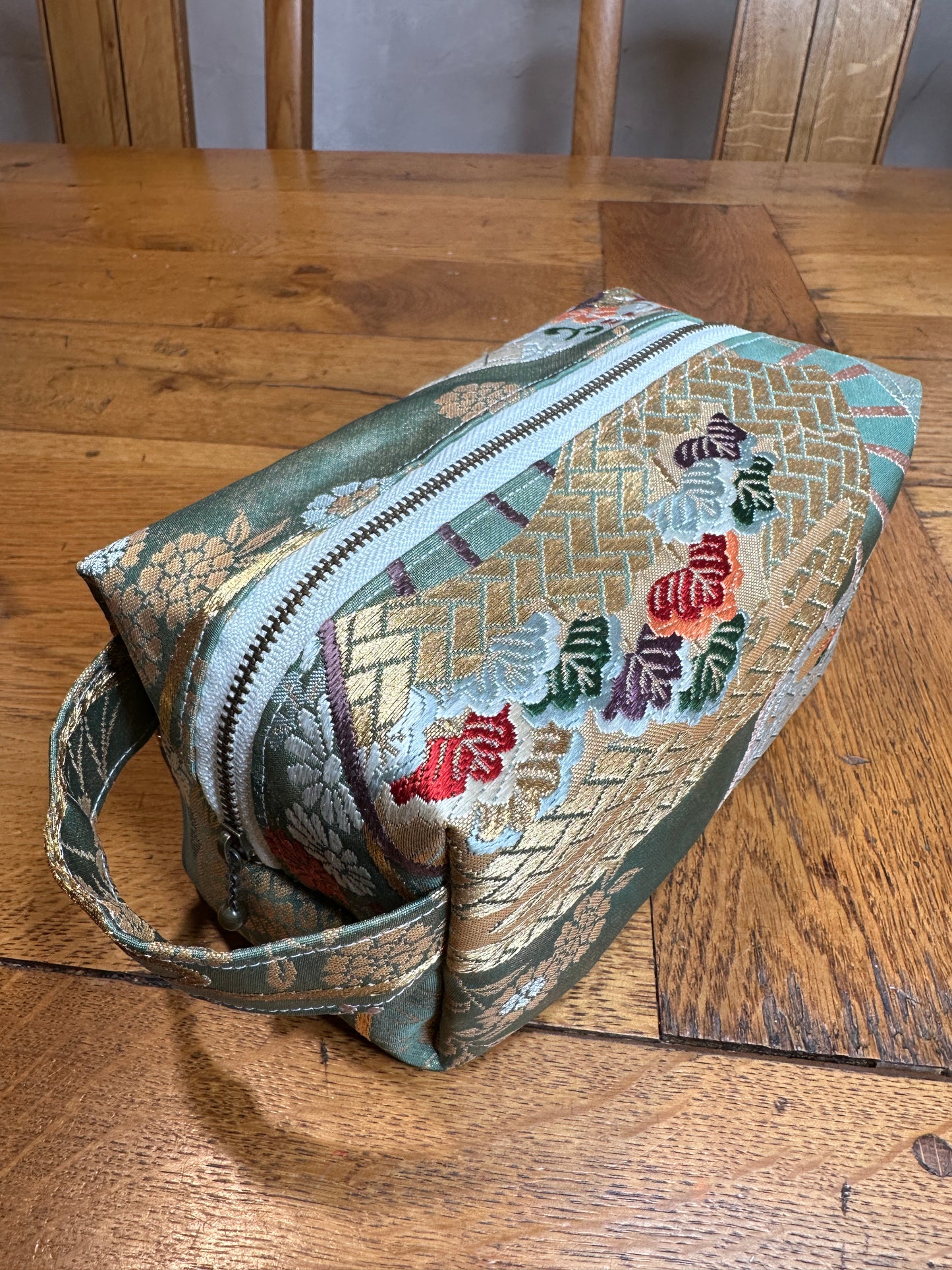 Trousse de toilette pochette Obi kimono japonais en soie Neuf