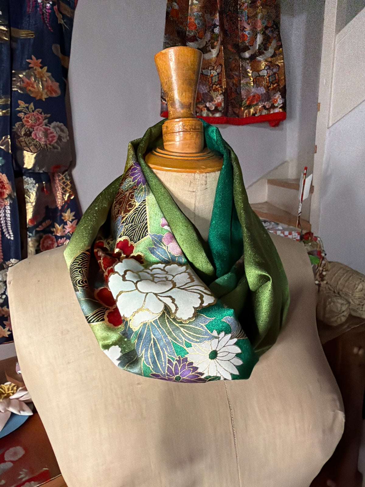 Tour de cou snood kimono japonais Furisode en soie