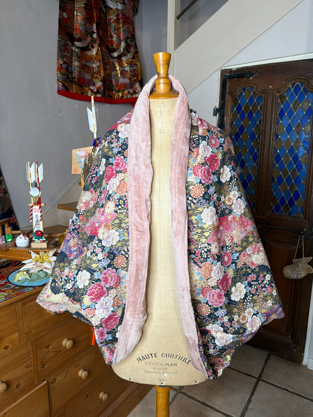 Momonga veste réversible tissu japonais et micropolaire doux