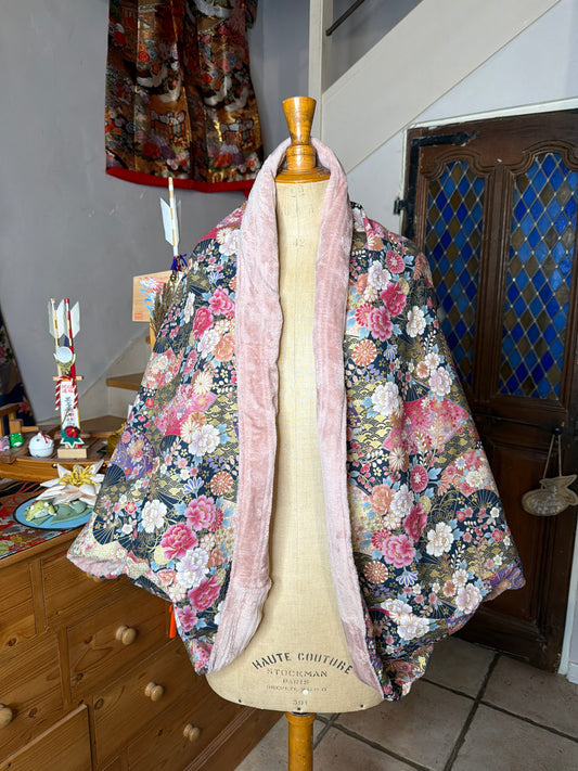 Momonga veste réversible tissu japonais et micropolaire doux