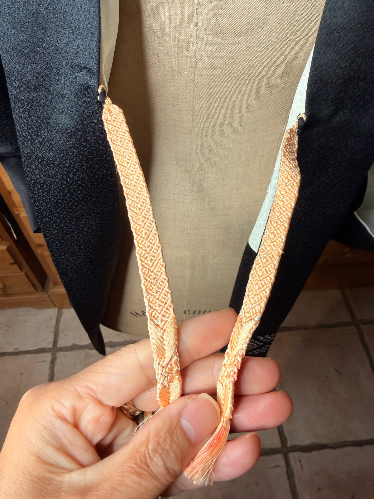 Haori veste de kimono japonais en soie avec Haori himo état Neuf