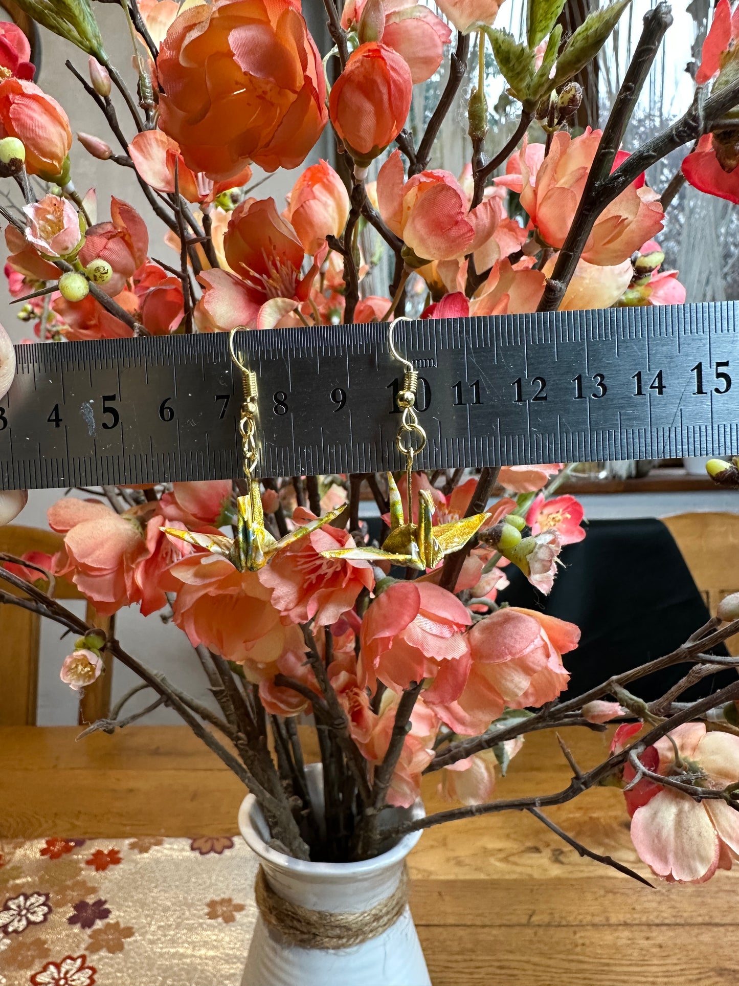 Boucle d’oreille grue oiseau japonais Washi