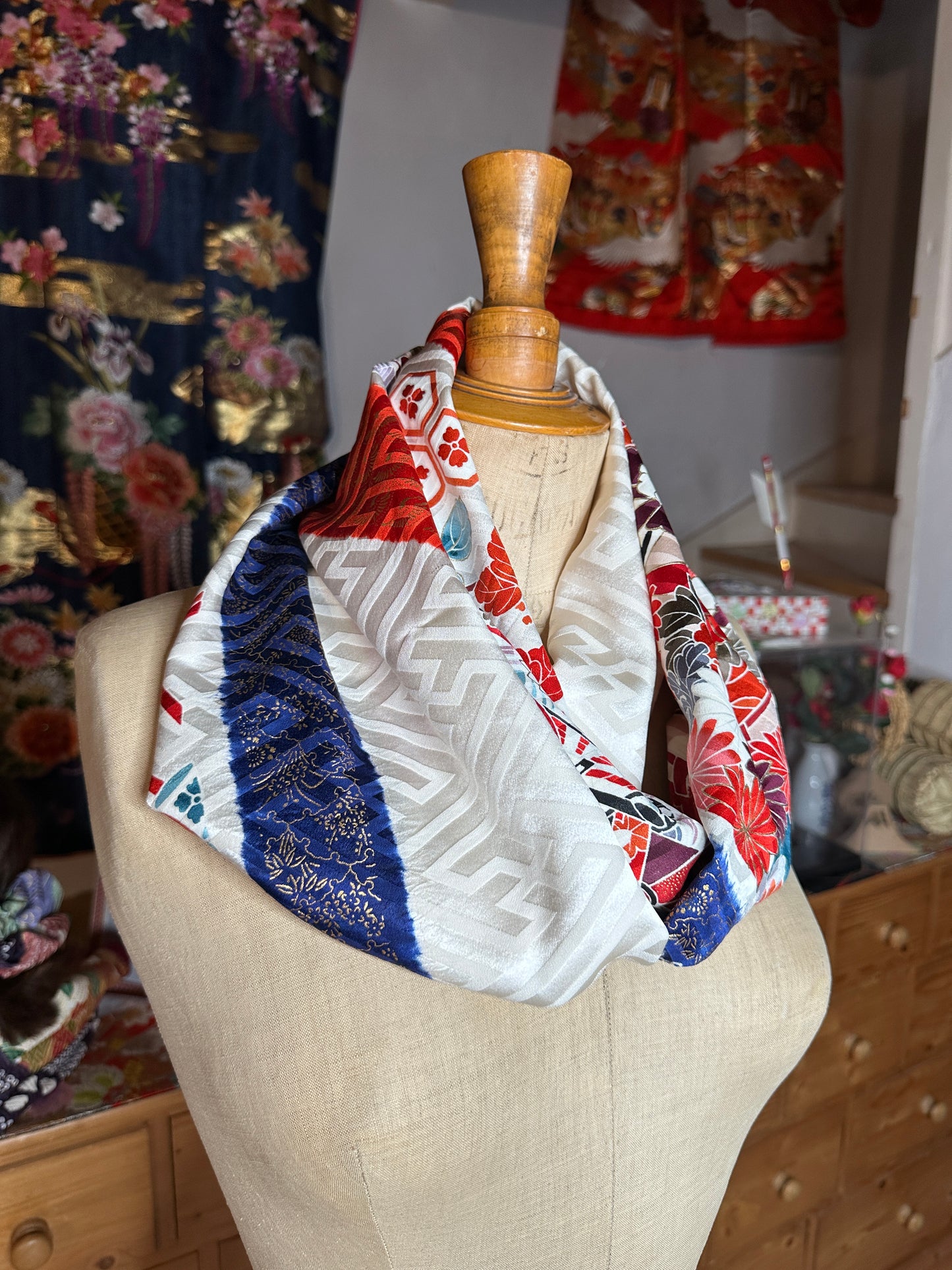 Snood tour de cou kimono japonais en soie