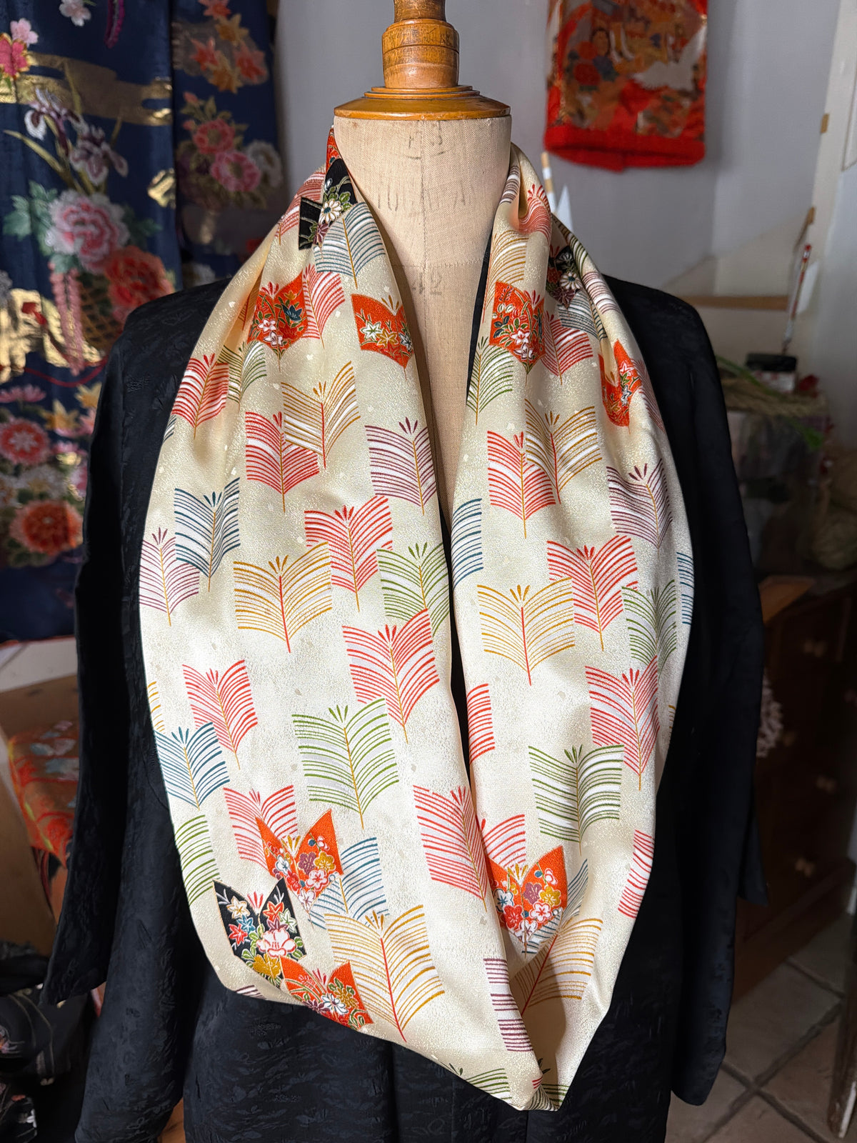 Snood tour de cou kimono japonais en soie