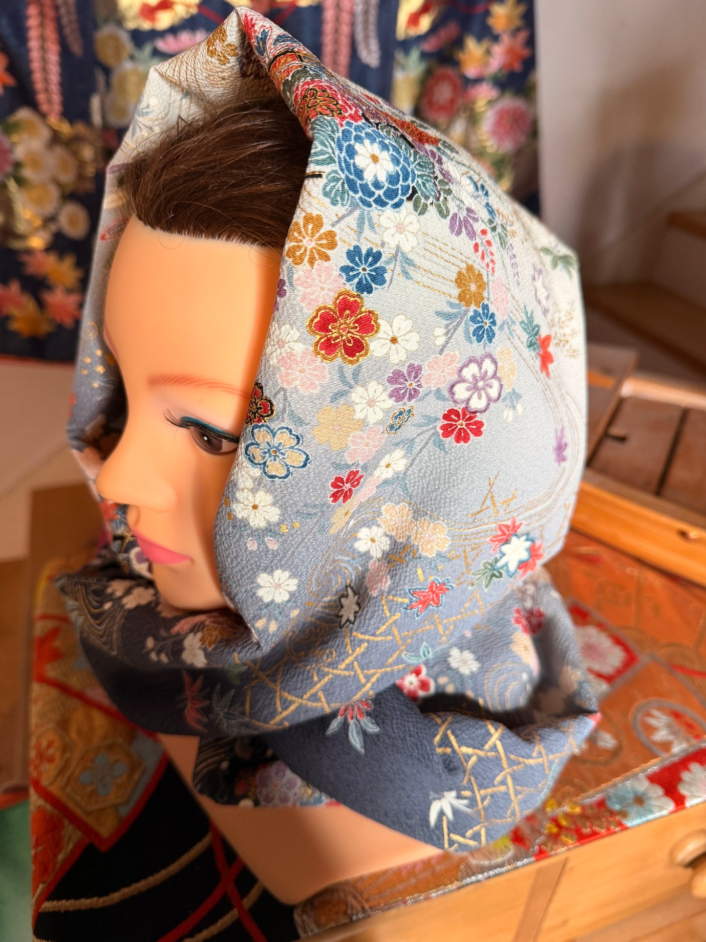 Tour de cou foulard kimono japonais en soie