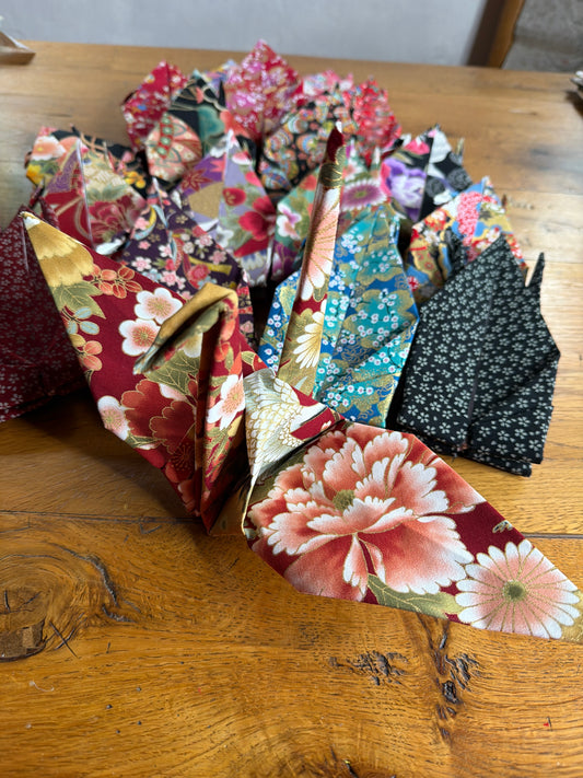 Grue oiseau japonais en tissu coton