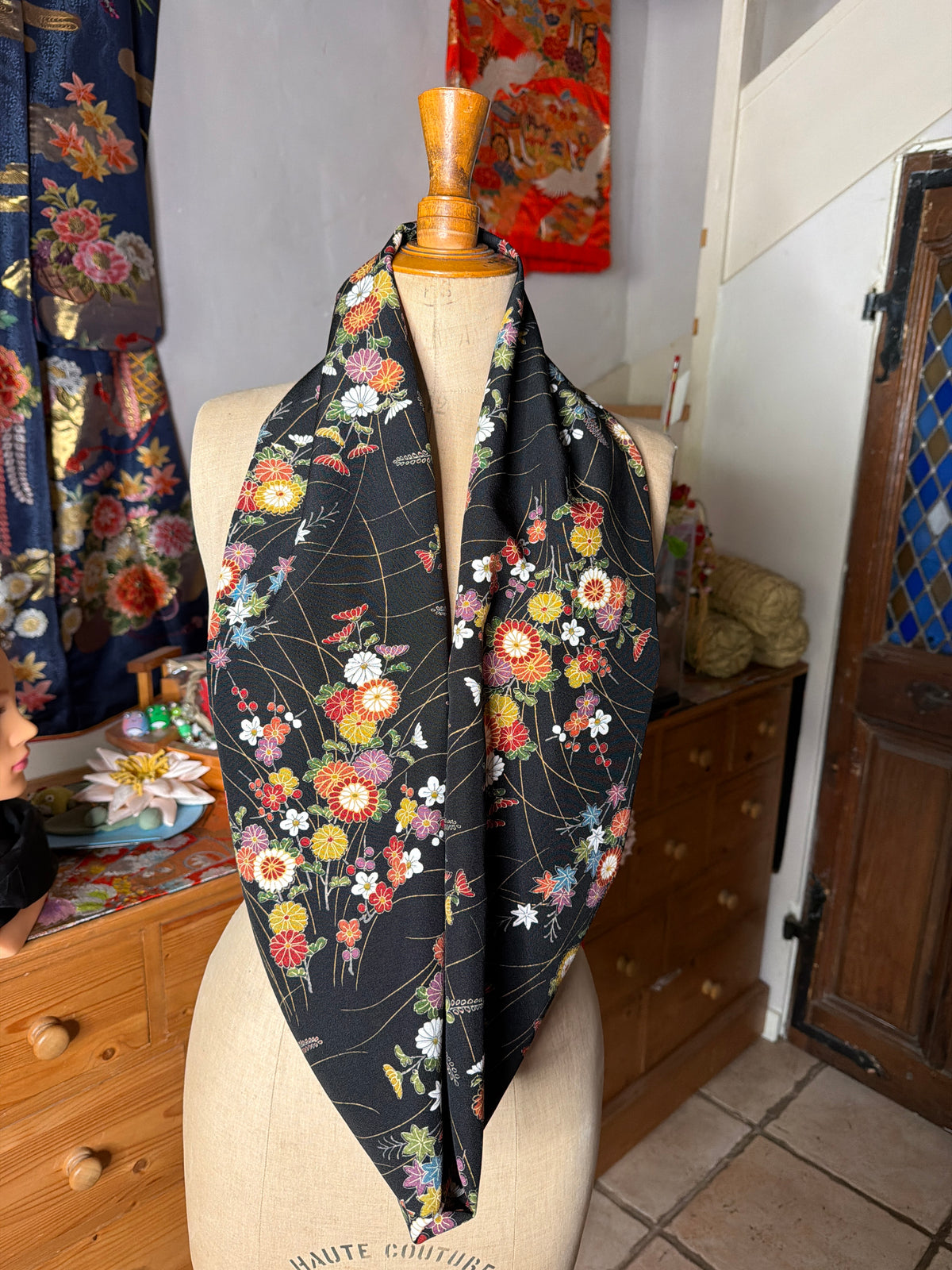 Tour de cou foulard kimono japonais en soie