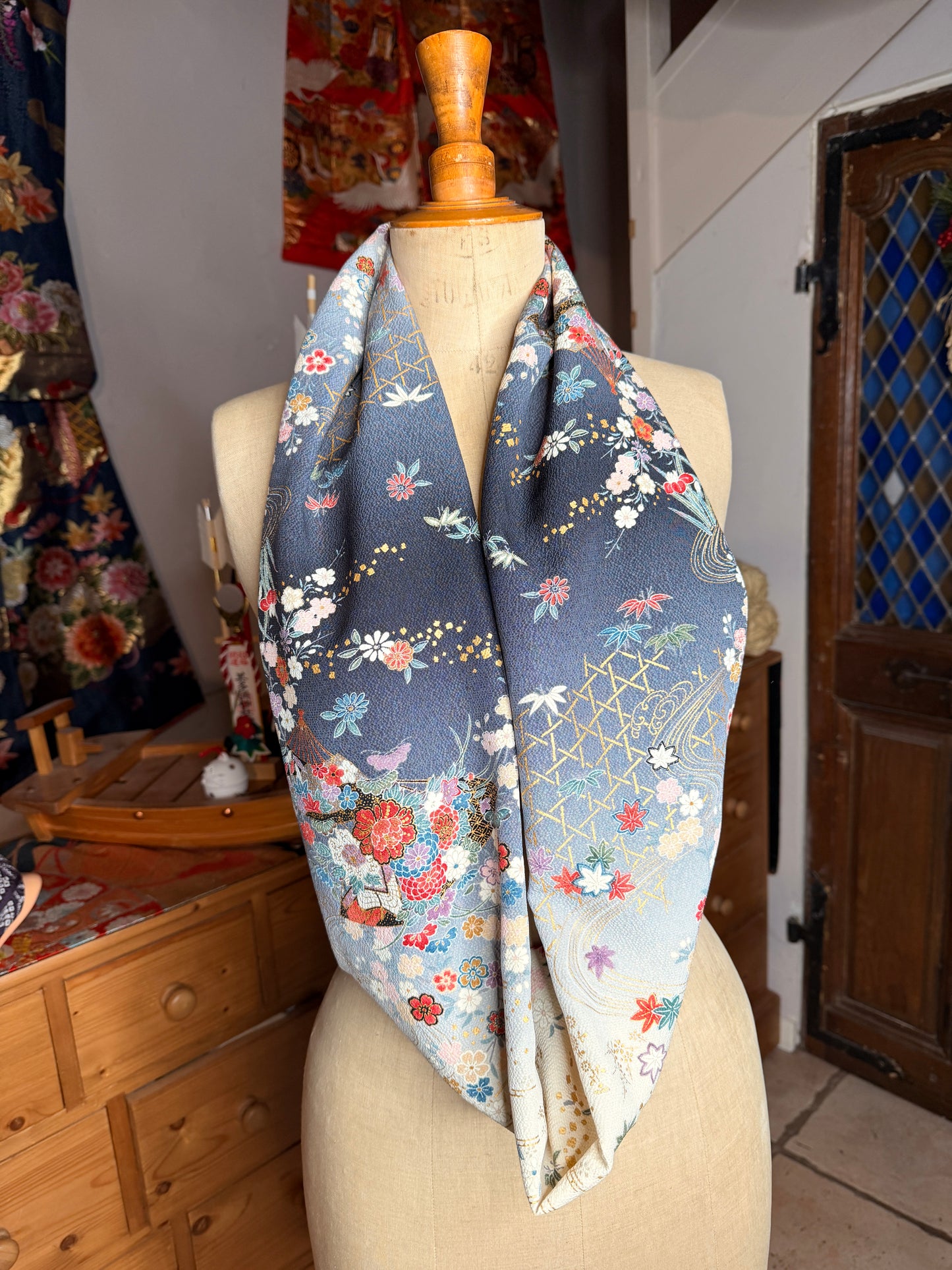 Tour de cou foulard kimono japonais en soie